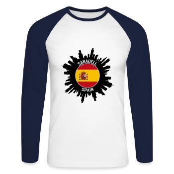 Sabadell Skyline Espagne Flag Souvenir de voyage - T-shirt baseball manches longues Homme - blanc/marine - Devant - Nik (191cm)
