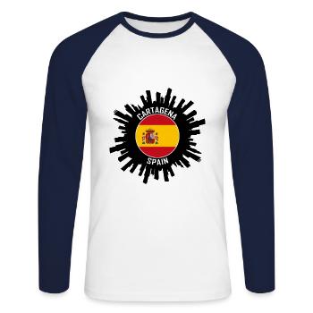 Carthagène Skyline Espagne Flag Souvenir de voyage - T-shirt baseball manches longues Homme - blanc/marine - Devant - Nik (191cm)
