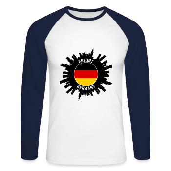 Erfurt Skyline Germany Flag Travel Souvenir - Unisex Long Sleeve Baseball T-Shirt - white/navy - Front - Nik (191cm)
