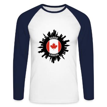 Barrie Skyline Kanada Flagge Reise-Souvenir - Unisex Baseballshirt langarm - Weiß/Navy - Vorne - Nik (191cm)