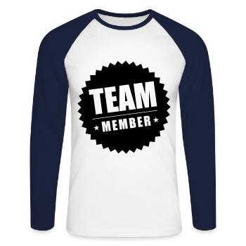 Membres de l’équipe - T-shirt baseball manches longues Homme - blanc/marine - Devant - Nik (191cm)