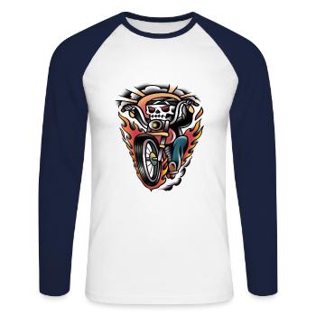 Biker old-school tattoo art - Unisex Long Sleeve Baseball T-Shirt - white/navy - Front - Nik (191cm)