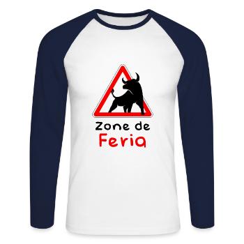 Feria Area - Unisex Long Sleeve Baseball T-Shirt - white/navy - Front - Nik (191cm)