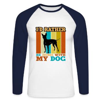 American Hairless Terrier Hund Silhouette Retro - Unisex Baseballshirt langarm - Weiß/Navy - Vorne - Nik (191cm)