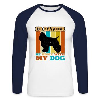 American Cocker Spaniel Dog Silhouette Retro Sun - Unisex Long Sleeve Baseball T-Shirt - white/navy - Front - Nik (191cm)