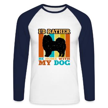 American Eskimo Dog Love Silhouette Vintage Sunset - T-shirt baseball manches longues Homme - blanc/marine - Devant - Nik (191cm)