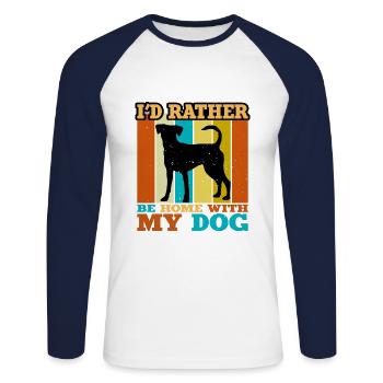 Austrian Pinscher Hund Love Silhouette Retro Sunset - Unisex Baseballshirt langarm - Weiß/Navy - Vorne - Nik (191cm)