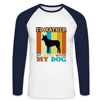 Australian Stumpy Tail Cattle Dog Silhouette - Unisex Baseballshirt langarm - Weiß/Navy - Vorne - Nik (191cm)