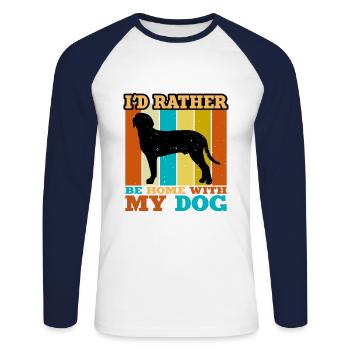 Chien de chasse autrichien noir et bronzé Silhouette Rétro - T-shirt baseball manches longues Homme - blanc/marine - Devant - Nik (191cm)