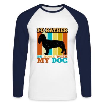 Basset Artesien Normand Dog Silhouette Retro Sun - Unisex Long Sleeve Baseball T-Shirt - white/navy - Front - Nik (191cm)