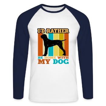 Ariège Pointer Hund Lover Silhouette Vintage Sunset - Unisex Baseballshirt langarm - Weiß/Navy - Vorne - Nik (191cm)