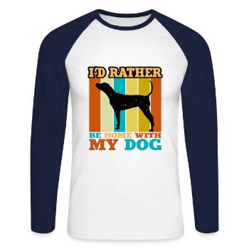 Noir Et Tan Coonhound Chien Silhouette Rétro Soleil - T-shirt baseball manches longues Homme - blanc/marine - Devant - Nik (191cm)