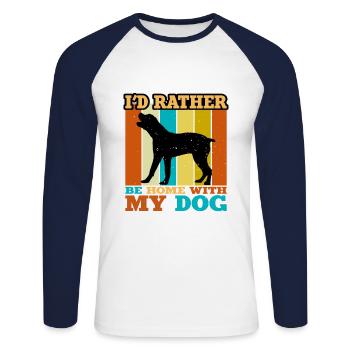 Boerboel Dog Lover Silhouette Vintage Sunset - Unisex Long Sleeve Baseball T-Shirt - white/navy - Front - Nik (191cm)