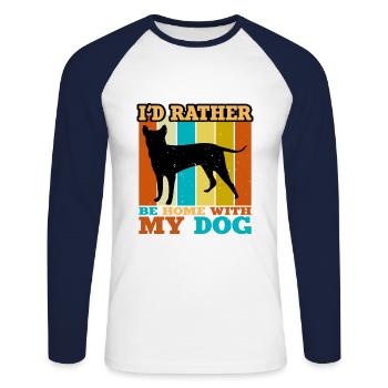 Blauer Paul Terrier Hund Liebe Silhouette Retro Sonnenuntergang - Unisex Baseballshirt langarm - Weiß/Navy - Vorne - Nik (191cm)