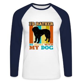 Bosnian Coarse Haired Hound Dog Silhouette Retro - Unisex Long Sleeve Baseball T-Shirt - white/navy - Front - Nik (191cm)
