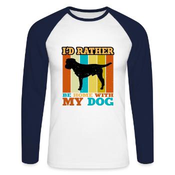 Border Terrier Dog Lover Silhouette Vintage Sunset - T-shirt baseball manches longues Homme - blanc/marine - Devant - Nik (191cm)