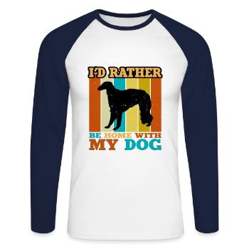Borzoi Dog Lover Silhouette Vintage Sunset - Unisex Long Sleeve Baseball T-Shirt - white/navy - Front - Nik (191cm)