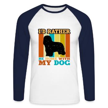 Briard Dog Lover Silhouette Vintage Sunset - Unisex Long Sleeve Baseball T-Shirt - white/navy - Front - Nik (191cm)
