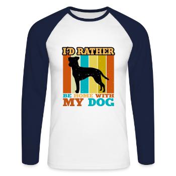 Brazilian Terrier Dog Love Silhouette Retro Sunset - T-shirt baseball manches longues Homme - blanc/marine - Devant - Nik (191cm)