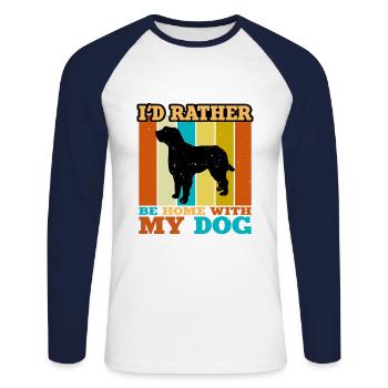 Briquet Griffon Vendeen Dog Silhouette Retro Sun - T-shirt baseball manches longues Homme - blanc/marine - Devant - Nik (191cm)