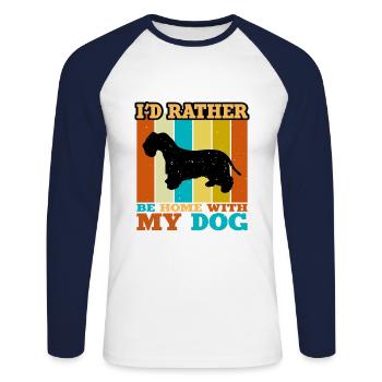 Cesky Terrier Hundeliebhaber Silhouette Vintage Sonnenuntergang - Unisex Baseballshirt langarm - Weiß/Navy - Vorne - Nik (191cm)