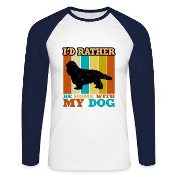 Cavalier Dog Lover Silhouette Vintage Sunset - Unisex Long Sleeve Baseball T-Shirt - white/navy - Front - Nik (191cm)