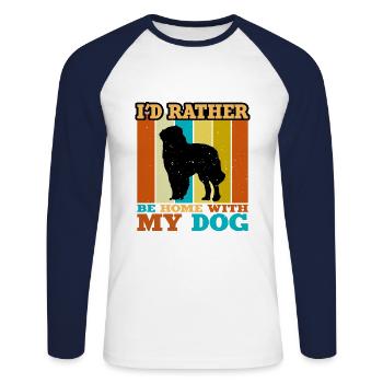 Carpathian Shepherd Dog Silhouette Retro Sunset - Unisex Long Sleeve Baseball T-Shirt - white/navy - Front - Nik (191cm)
