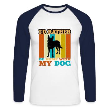 Carolina Dog Lover Silhouette Vintage Sunset - T-shirt baseball manches longues Homme - blanc/marine - Devant - Nik (191cm)