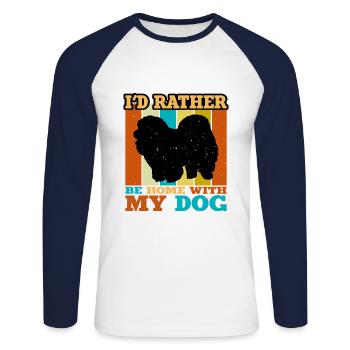 Chow Chow Dog Lover Silhouette Vintage Sunset - Unisex Long Sleeve Baseball T-Shirt - white/navy - Front - Nik (191cm)