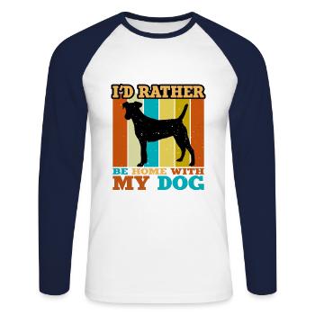 Chilean Fox Terrier Dog Silhouette Retro Sunset - Unisex Long Sleeve Baseball T-Shirt - white/navy - Front - Nik (191cm)