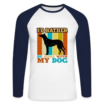 Collie Smooth Dog Lover Silhouette Vintage Sunset - Unisex Baseballshirt langarm - Weiß/Navy - Vorne - Nik (191cm)