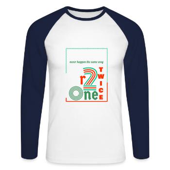 Thing never happen the same way twice dear one - T-shirt baseball manches longues Homme - blanc/marine - Devant - Nik (191cm)