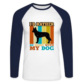 Tchécoslovaque Chien-Loup Silhouette Rétro Coucher de Soleil - T-shirt baseball manches longues Homme - blanc/marine - Devant - Nik (191cm)