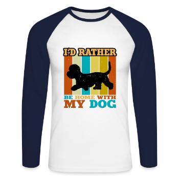 Dandie Dinmont Terrier Dog Silhouette Retro Sunset - Unisex Long Sleeve Baseball T-Shirt - white/navy - Front - Nik (191cm)