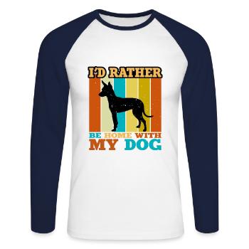 English Toy Terrier Black Tan Dog Silhouette - Unisex Long Sleeve Baseball T-Shirt - white/navy - Front - Nik (191cm)