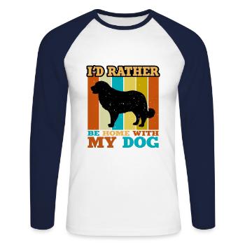 Estrela Mountain Dog Lover Silhouette Rétro Coucher de soleil - T-shirt baseball manches longues Homme - blanc/marine - Devant - Nik (191cm)