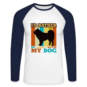 elou Dog Silhouette Vintage Sunset für Hundeliebhaber - Unisex Baseballshirt langarm - Weiß/Navy - Vorne - Nik (191cm)