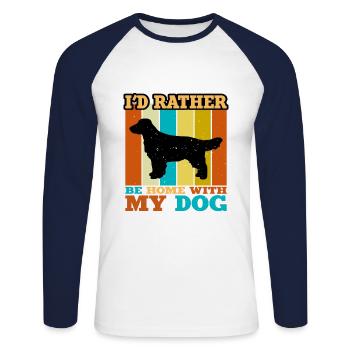 Field Spaniel Hundeliebhaber Silhouette Vintage Sonnenuntergang - Unisex Baseballshirt langarm - Weiß/Navy - Vorne - Nik (191cm)