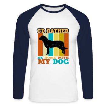 Entlebucher Mountain Dog Silhouette Retro Sunset - Unisex Long Sleeve Baseball T-Shirt - white/navy - Front - Nik (191cm)