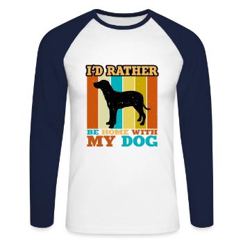 Grand Anglo Francais Blanc Et Noir Dog Lover - T-shirt baseball manches longues Homme - blanc/marine - Devant - Nik (191cm)