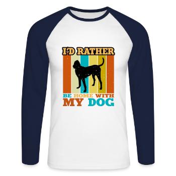 Gascon Saintongeois Dog Silhouette Retro Sunset - T-shirt baseball manches longues Homme - blanc/marine - Devant - Nik (191cm)