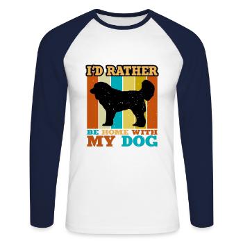 Georgian Schäferhund Liebe Silhouette Retro Sonnenuntergang - Unisex Baseballshirt langarm - Weiß/Navy - Vorne - Nik (191cm)