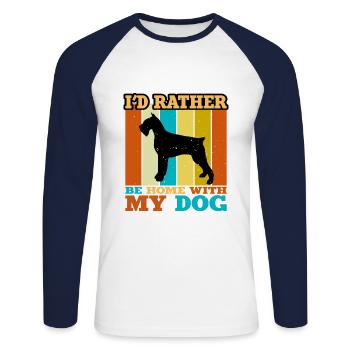 Schnauzer Géant Chien Amour Silhouette Vintage Coucher de Soleil - T-shirt baseball manches longues Homme - blanc/marine - Devant - Nik (191cm)
