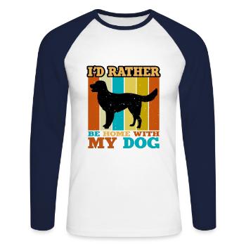 German Longhaired Pointer Dog Silhouette Retro - Unisex Long Sleeve Baseball T-Shirt - white/navy - Front - Nik (191cm)