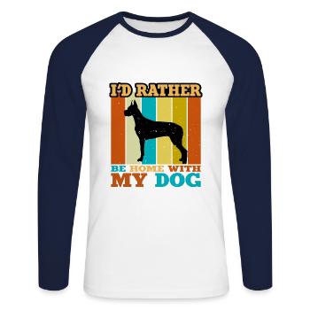 Grand Danois Dog Lover Silhouette Vintage Coucher de soleil - T-shirt baseball manches longues Homme - blanc/marine - Devant - Nik (191cm)