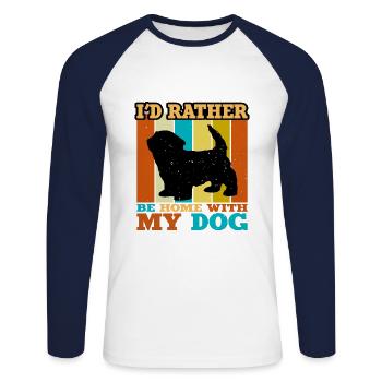 Havenese Dog Lover Silhouette Vintage Sunset - T-shirt baseball manches longues Homme - blanc/marine - Devant - Nik (191cm)
