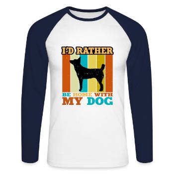 Lièvre Indian Dog Lover Silhouette Vintage Sunset - T-shirt baseball manches longues Homme - blanc/marine - Devant - Nik (191cm)