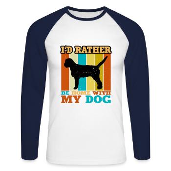 Griffon Fauve De Bretagne Dog Silhouette Retro - Unisex Long Sleeve Baseball T-Shirt - white/navy - Front - Nik (191cm)