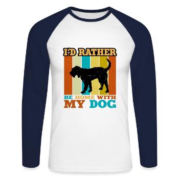 Griffon Nivernais Dog Love Silhouette Retro Sunset - Unisex Long Sleeve Baseball T-Shirt - white/navy - Front - Nik (191cm)