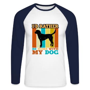 Harrier Dog Lover Silhouette Vintage Sunset - T-shirt baseball manches longues Homme - blanc/marine - Devant - Nik (191cm)